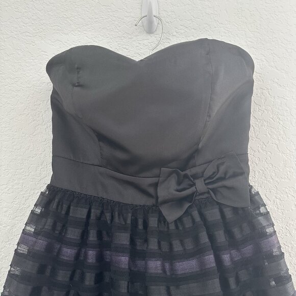 Vintage Y2K BeBop Empire Waist Strapless Mini Cocktail Dress Womens S Black Mesh - Picture 14 of 14